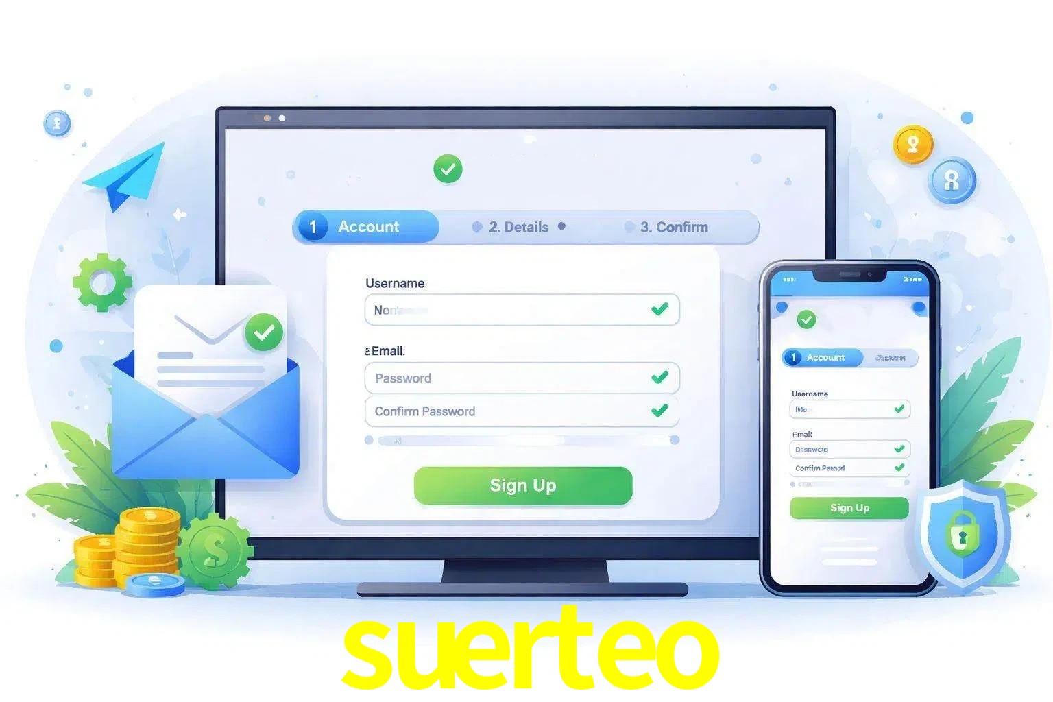 Registro de nuevo usuario y configuración de cuenta suerteo