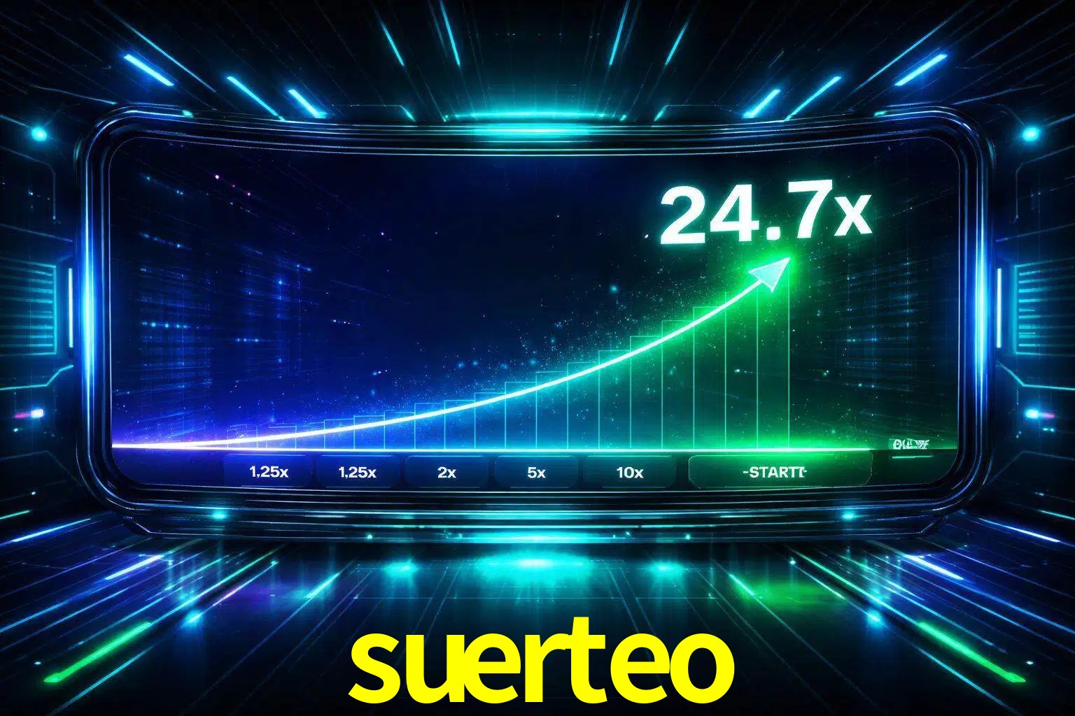 Una pantalla moderna de juego estilo crash con multiplicadores ascendentes, visuales de neón y una interfaz intensa enfocada en la acción.
